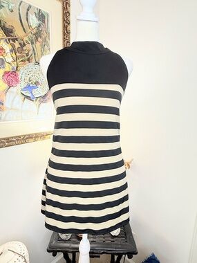 The Limited Striped Halter Top Black Tan Sleeveless Blouse Large